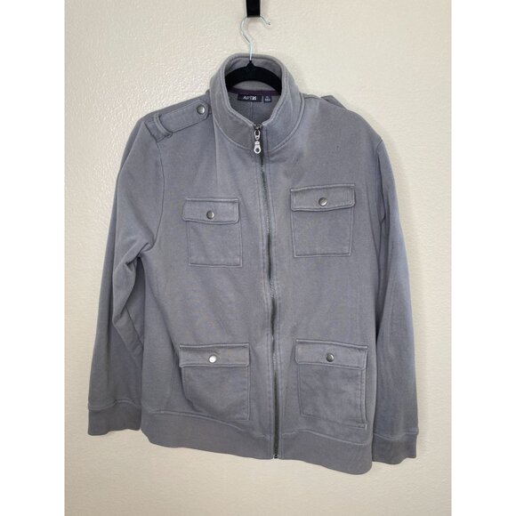 Apt. 9 Mens Gray Full-Zip Mock Neck Jacket Size XL Soft Casual Layers Cotton - Picture 2 of 7